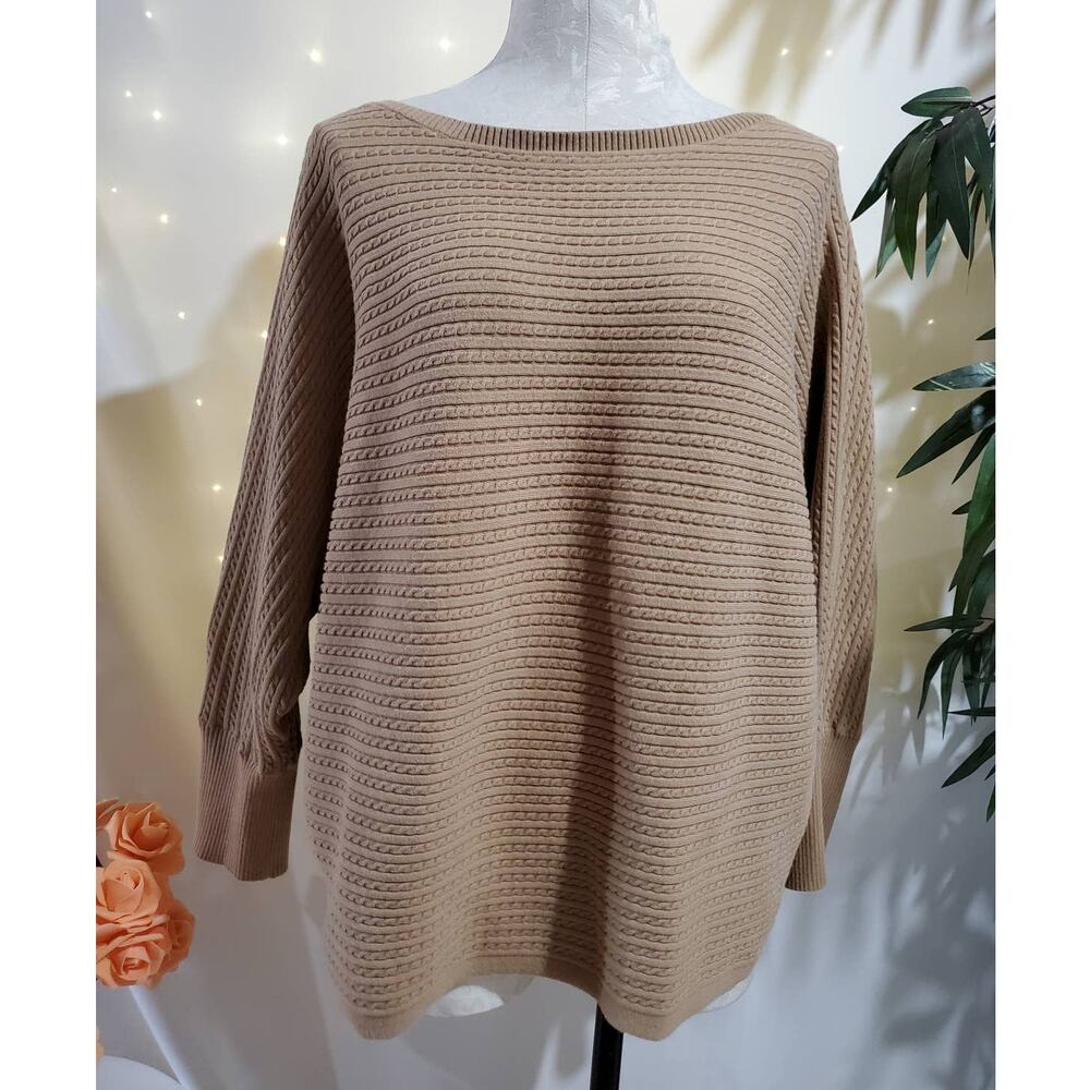 Lauren Ralph Lauren Black Label Cable Knit Dolman Sleeve Sweater Womens Size 3X